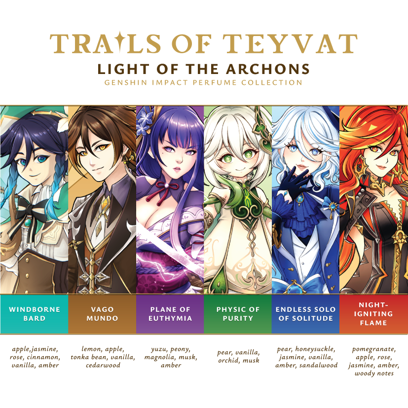 Genshin Impact ✦ "Trails of Teyvat: Light of the Archons" Perfume Collection